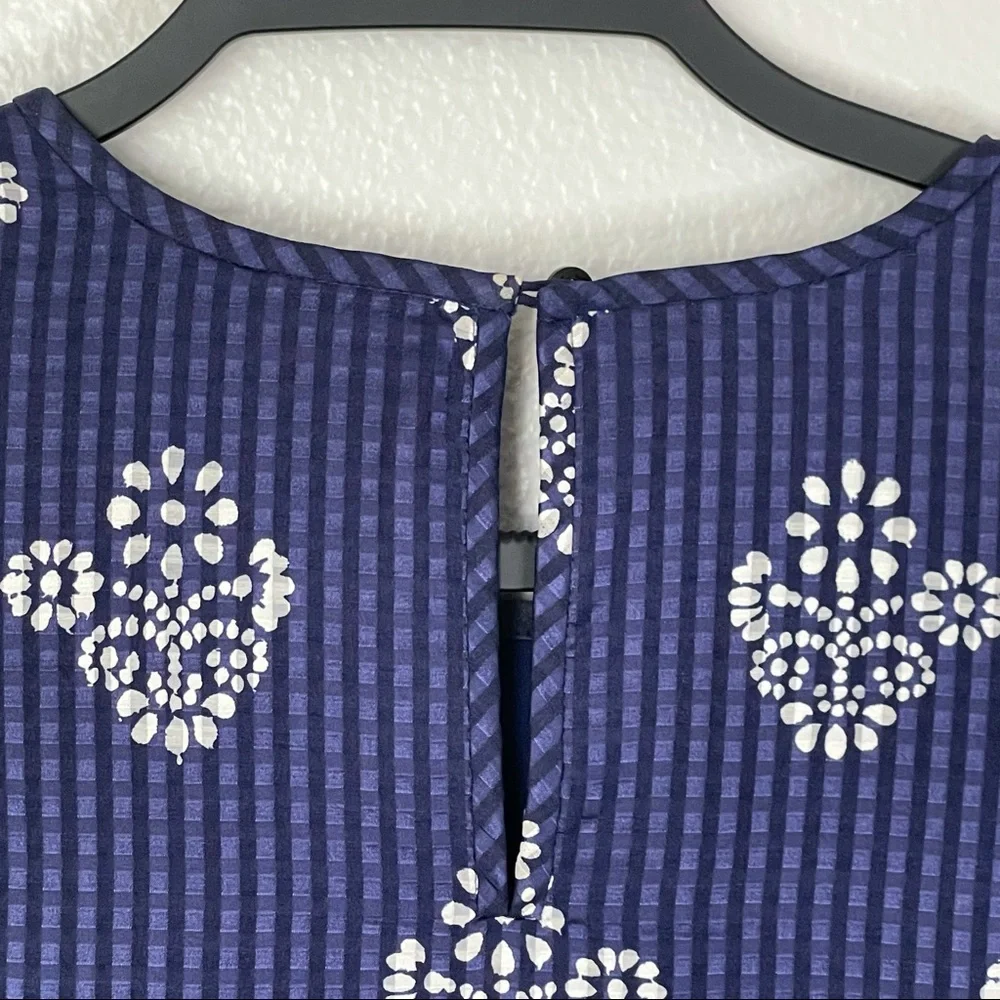 Madewell Silk/Cotton Blue/Purple Flowerstamp Sheath Dress Size XS